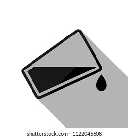glass and flowing water icon. Black object with long shadow on white background