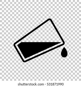 glass and flowing water icon. Black icon on transparent background.