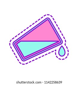 glass and flowing water icon. Colored sketch with dotted border on white background