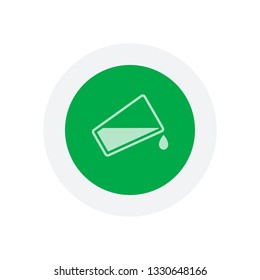 glass and flowing water icon. Icon in colored circle with gray bold border. Web button, modern flat design