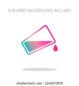 glass and flowing water icon. Colorful logo concept with simple shadow on white. 10 different blurred backgrounds included