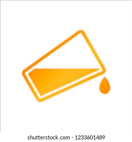 glass and flowing water icon. Orange sign with low light on white background
