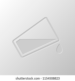 glass and flowing water icon. Paper design. Cutted symbol. Pitted style