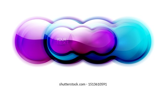 Glass fluid banner shapes, branding logo glossy template. Vector dynamic splash, minimalist digital futuristic concept. Vector art