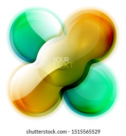 Glass fluid banner shapes, branding logo glossy template. Vector dynamic splash, minimalist digital futuristic concept. Vector art