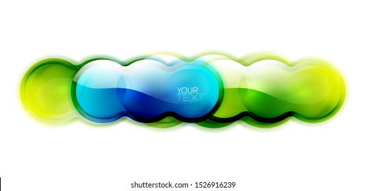 Glass fluid banner shapes, branding logo glossy template. Vector dynamic splash, minimalist digital futuristic concept. Vector art