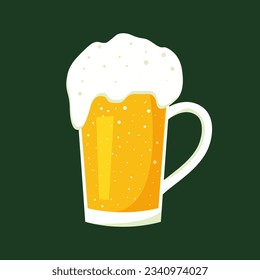 Glass of foaming beer. Vector beer. Glass with beer isolated on background vector illustration