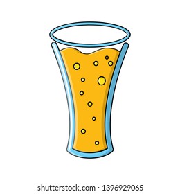A glass of foamy barley light chilled light amber amber yellow hop alcoholic lager craft icon on a white background. Vector illustration