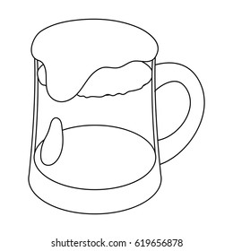 A glass of foamy Belgian beer.The dark Belgian wolf. Belgium single icon in outline style vector symbol stock illustration.