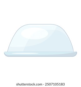 Glass food cover dome cloche is sitting on a plate, waiting for food to be placed under it