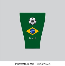 glass football Brazil country teams. flag Brazil. glass on gray color background