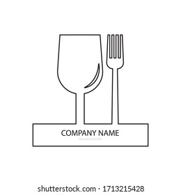 glass and fork illustration logo vector