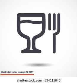 glass fork sausage vector icon