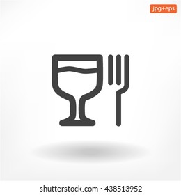 glass fork sausage vector icon