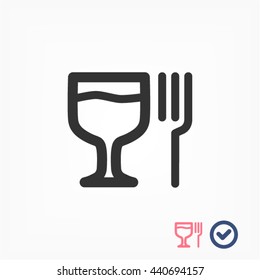 glass fork sausage vector icon