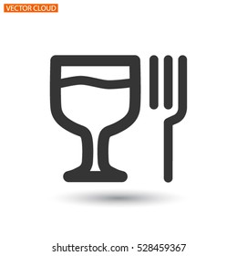 glass fork sausage vector icon
