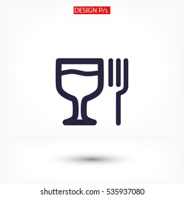 glass fork sausage vector icon