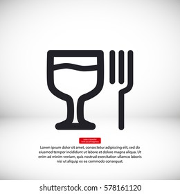 glass fork sausage vector icon