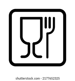 Glass and Fork Vector Icon for Safe food - food safety symbol, nontoxic material, suitable food packaging