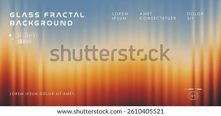 Glass fractal gradient with reeded effect chromatic background. Abstract banner in futuristic style, with smooth transitions and fluted glass effect