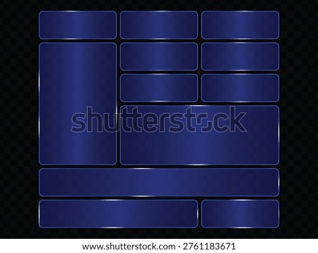 Glass frame collection with blue neon glow edges for futuristic interface