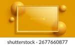 Glass frame with colored spheres on background. Vector illustration
