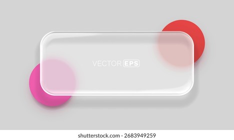 Glass frame with colored spheres on background. Vector illustration