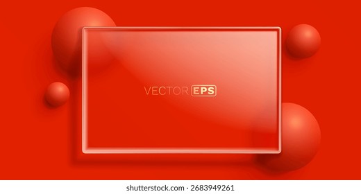 Marco de cristal con esferas de colores sobre fondo. Ilustración vectorial