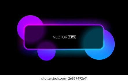 Glass frame with colored spheres on background. Vector illustration