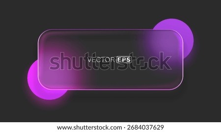 Glass frame with colored spheres on background. Vector illustration