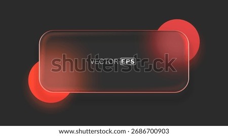 Glass frame with colored spheres on background. Vector illustration