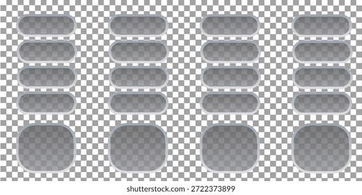 Glass frame isolated on transparent background. Vector Plastic screen display, Blank glass bar or panel for your design. UI UX Glass Screen of Mobile Smartphone Device.