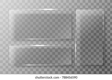 Glass Frame isolated on a transparent background. Realistic glass plate. Vector illustration, eps 10