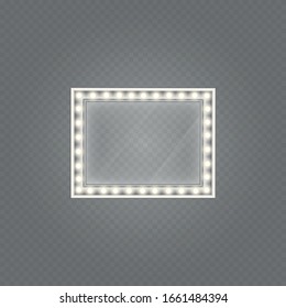 Glass frame with lights isolated. Vector square frames illustration