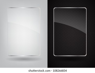 Glass frame on abstract metal background. Vector illustration.