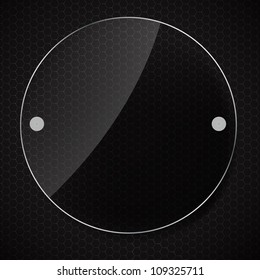Glass frame on abstract metal background. Vector illustration.