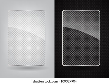 Glass frame on abstract metal background. Vector illustration.