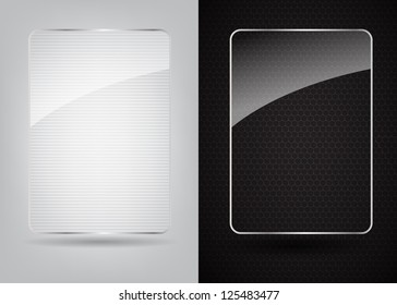 Glass frame on abstract metal background. Vector illustration.