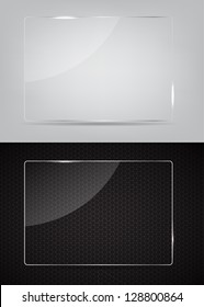 Glass frame on abstract metal background. Vector illustration.