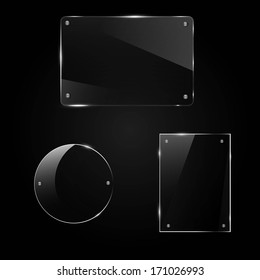 glass frame on a black background, vector illustration