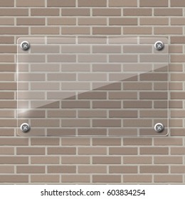 Glass Frame on Brick Wall Vector Illustration Background EPS10