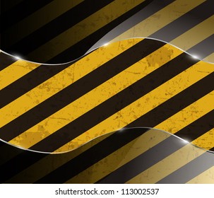 Glass frame on grunge striped cunstruction background vector illustration