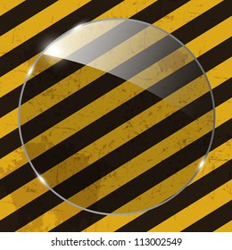 Glass frame on grunge striped cunstruction background vector illustration