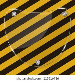 Glass frame on grunge striped cunstruction background vector illustration