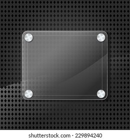 glass frame on metallic background with grid