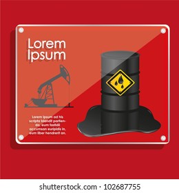 glass frame on red background with icons of oil, vector illustration