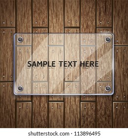 Glass frame on wooden texture background. vector illustrator
