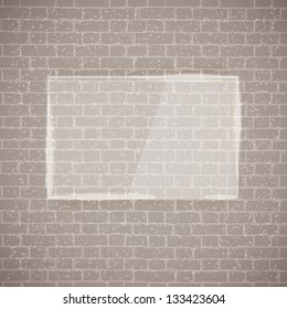 Glass frame over vector brick wall