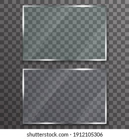 Glass frame plate reflection transparent display background panel vector illustration