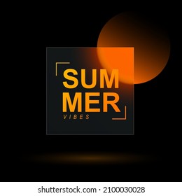 Glass frame with trendy morphism effect. Transparent blurred glass plate on black background.